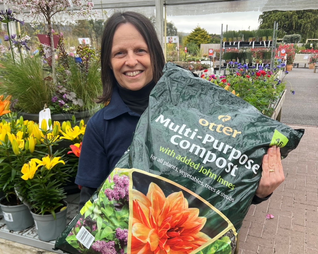 Jacqui Taylor with Otter's own brand peat free compost