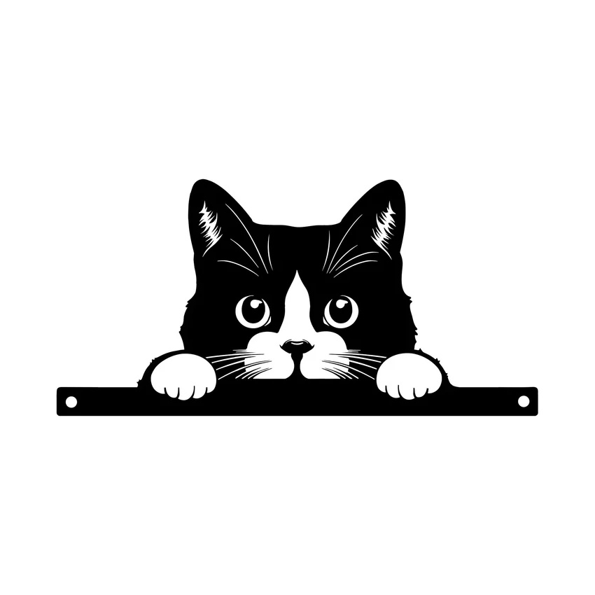 Peeking Cat Metal Decor