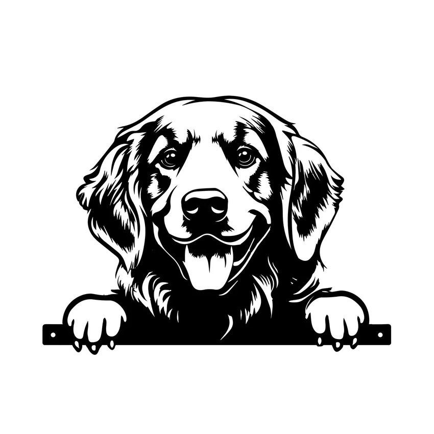 Peeking Golden Retriever Metal Decor