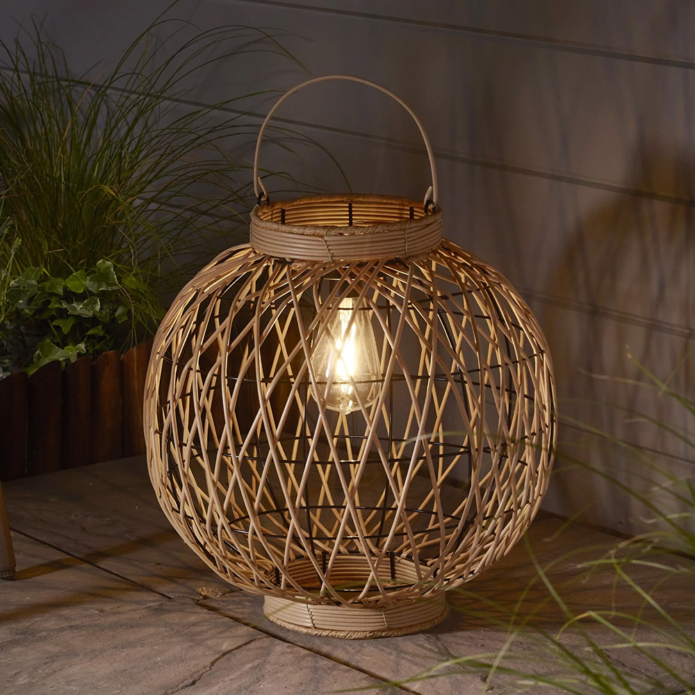 Large Rattan Globe Solar Lantern